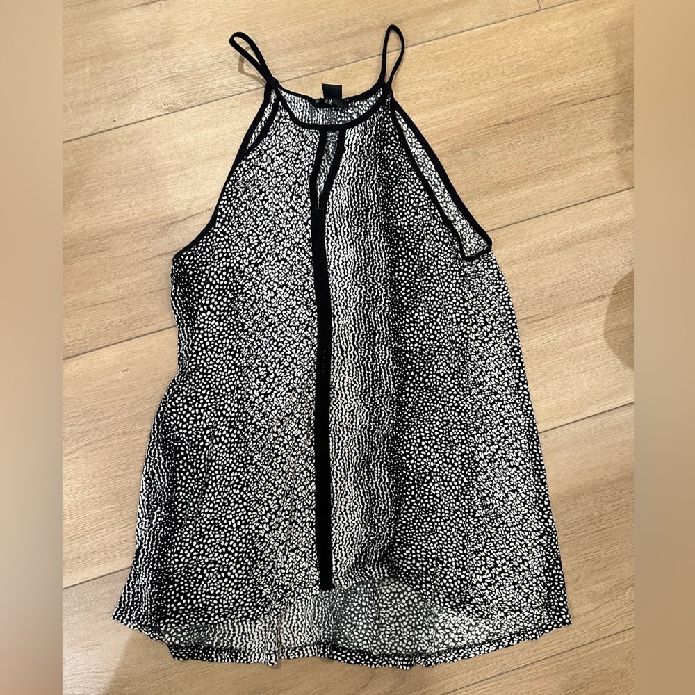Black and white silky tunic